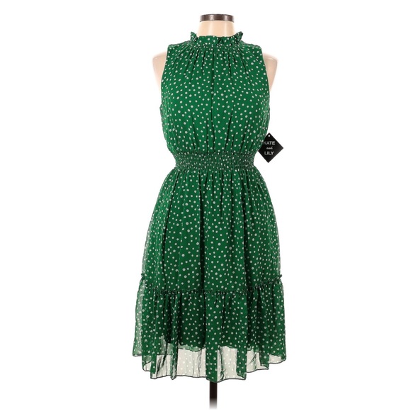 Kate & Lily Green Polka Dot Dress - Picture 1 of 5